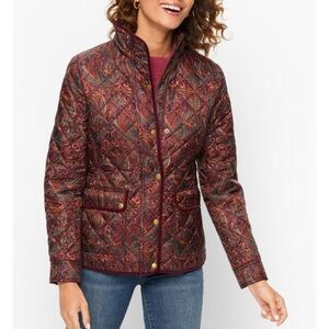 🍷 Talbots Burgundy Paisley Quilted Jacket – Classic Fit (LP)